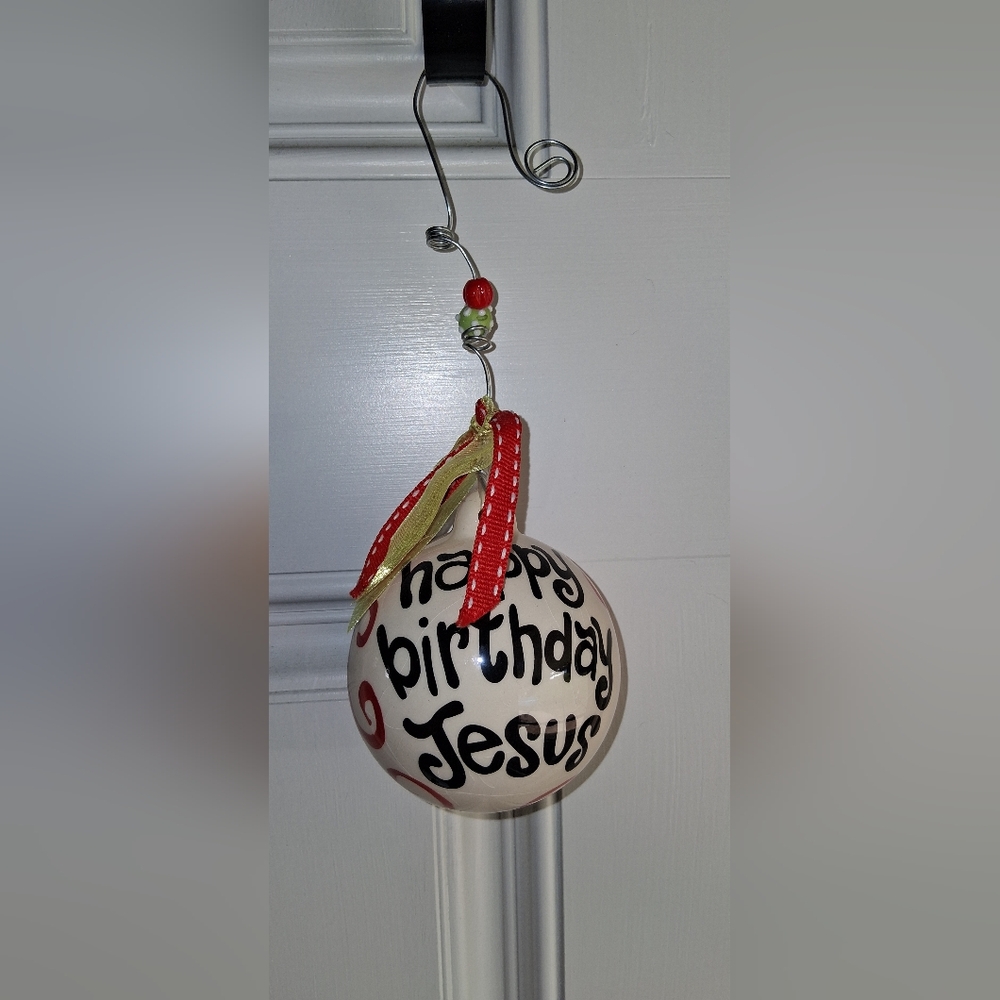 Joyful Red and White Holiday Ornament